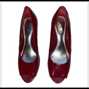 Diba Red Patent Peep Toe Heels